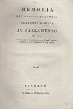 Memoria del Consiglio Civico della Città di Bivona al Parlamento del 1814