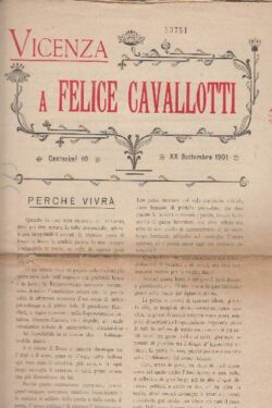 Vicenza a Felice Cavallotti. XX Settembre 1901