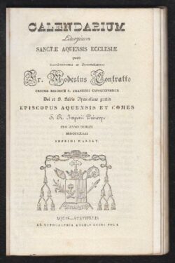 Calendarium Liturgicum Sanctae Aquensis Ecclesiae Anno 1842