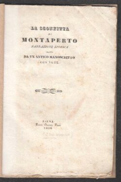 La sconfitta di Montaperto, narrazione storica tratta da un antico manoscritto con note