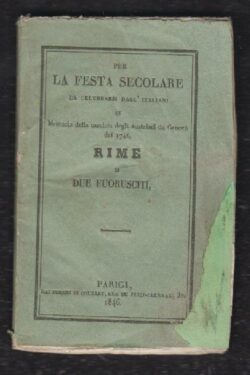 Per la festa secolare da celebrarsi dagl'Italiani in memoria della cacciata degli Austriaci da Genova nel 1746