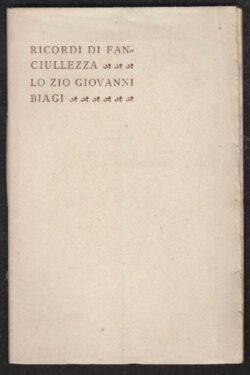 Ricordi di Fanciullezza. Lo Zio Giovanni Biagi per nozze Casini - Del Torto