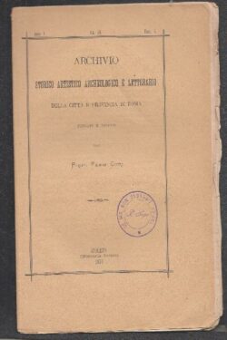 Archivio storico artistico archeologico e letterario della Città e provincia di Roma Anno V Volume III Fascicolo 5