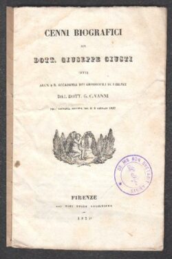 Cenni Biografici sul Dott. Giuseppe Giusti