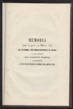 Ai voti di un cittadino veterano del secolo XVIII MEMORIA di Giuseppe Francia