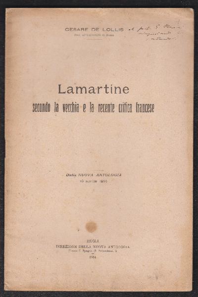 Lamartine secondo la vecchia e la recente critica francese