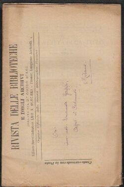 Rivista delle Biblioteche e degli Archivi Anno XII Volume XII Numero 8 Settembre 1901
