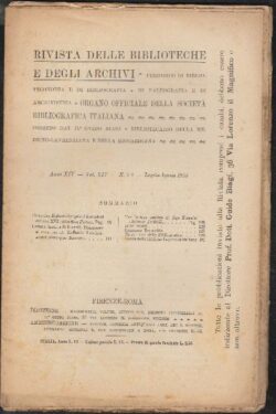 Rivista delle Biblioteche e degli Archivi Anno XIV Volume XIV Numero 7-8 Settembre 1903