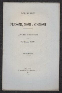 Prenomi, Nomi e Cognomi. Appunti genealogici sulla Famiglia Cotta