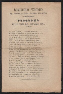 Rompicolo Segondo al popolo del fiume frigido PROGRAMMA CARNOALO 1874