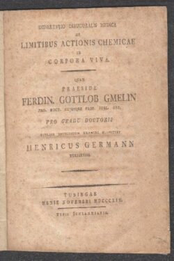 Dissertatio inauguralis medica de limitibus actionis chemicae in corpora viva