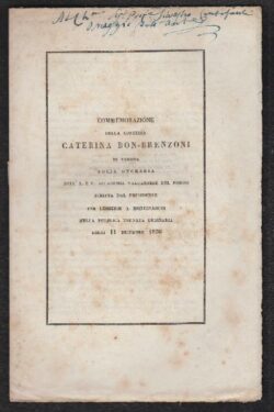 Commemorazione della Contessa Caterina Bon-Brenzoni di Verona