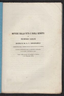 Notizie sulla vita e sugli scritti di Francesco Carlini