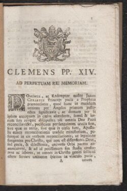Clemens Pp. XIV ad perpetuam rei memoriam