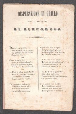Disperazione di Grillo per la partenza di Sinforosa