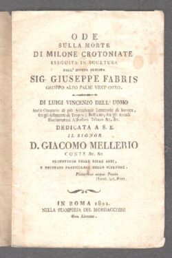 Ode sulla morte di Milone Crotoniate eseguita in scultura dall'esimio artista Sig. Giuseppe Fabris