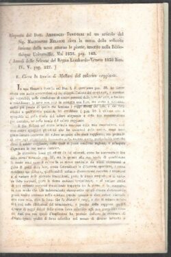 Risposta all'articolo del Sig. Macedonio Melloni circa la causa della sollecita fusione della neve attorno alle piante